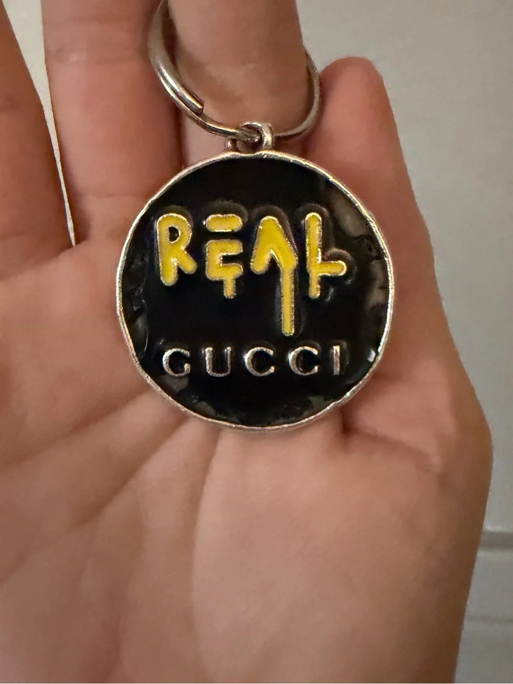Gucci Ghost “Real Gucci” Enamel Keychain, sterling silver